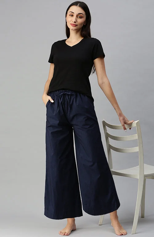 women's pajamas for those who seek cozy, all-night comfortThe Midnight Blue Women Wide Leg