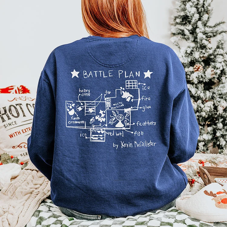 Women's Hooded Sweatshirts with Damask LiningHome Alone Battle Plan Christmas Crewneck