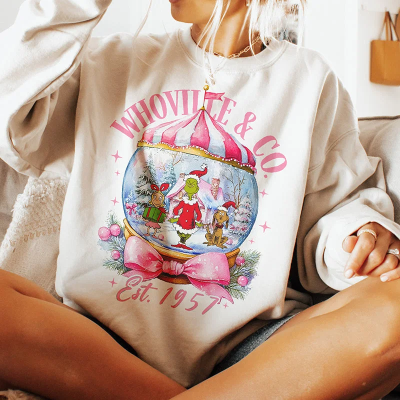 Women's Hooded Sweatshirts with Tight WaistWhoville & Co Holiday Crewneck Sweatshirt