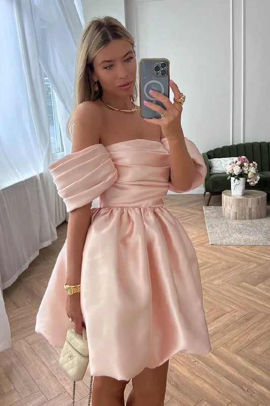 Women's Mandarin Collar DressesPuffy Skirt Mini Dress Ruffles Prom Dress Elegant Evening Dress