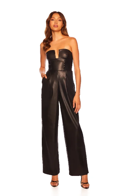 Women's Jumpsuits with Sleevesfaux leather wire tube jumpsuit