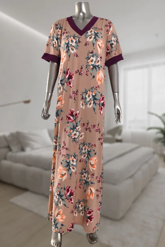 women's pajamas designed for sleepLadies Souk Beige Floral Print Gown