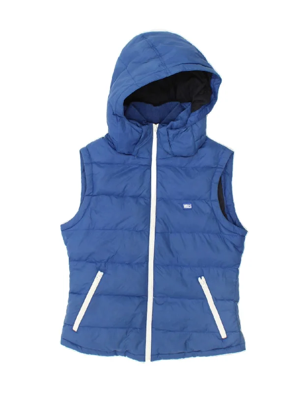 Women's Duffle CoatsJACK WILLS Womens Hooded Padded Gilet UK 10 Small Blue Polyester