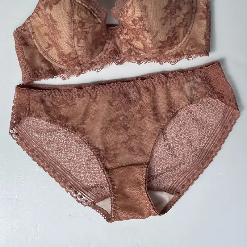 convertible plunge bra with lace trimSALE Serruria Mocha Bikini