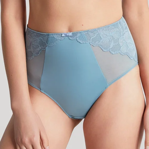 plus-size high-waisted briefs with floral designPanache Rocha Deep Brief - Stone Blue