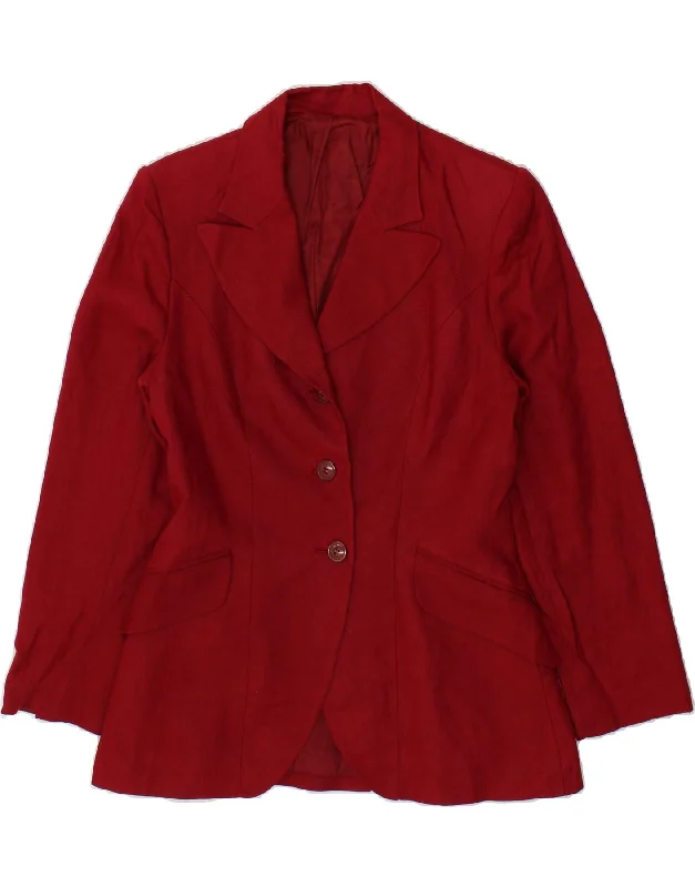 Women's Coats with Fur Trimmed ButtonsHOBBS Womens 3 Button Blazer Jacket UK 12 Medium  Red Linen