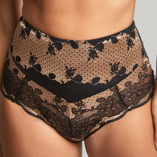 cotton-blend briefs with a moisture-wicking finishPanache Clara High Waist Brief - Black/Vintage Gold