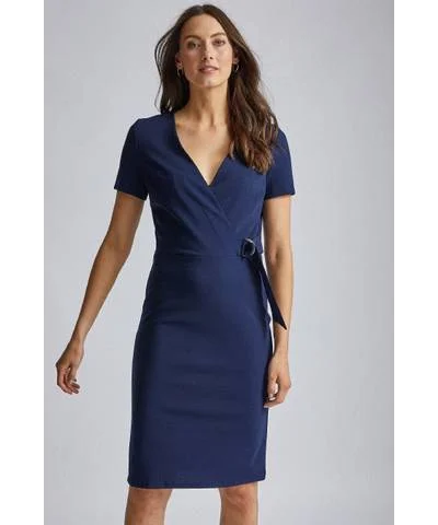 Women's Mini DressesD Ring Wrap Navy Bodycon Dress