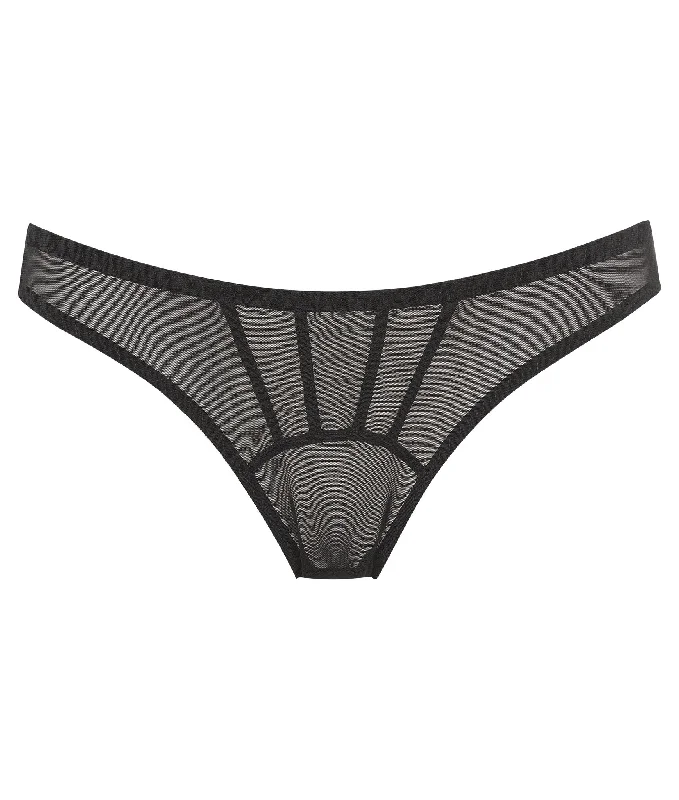 padded plunge sports braIzarra string tanga - Black