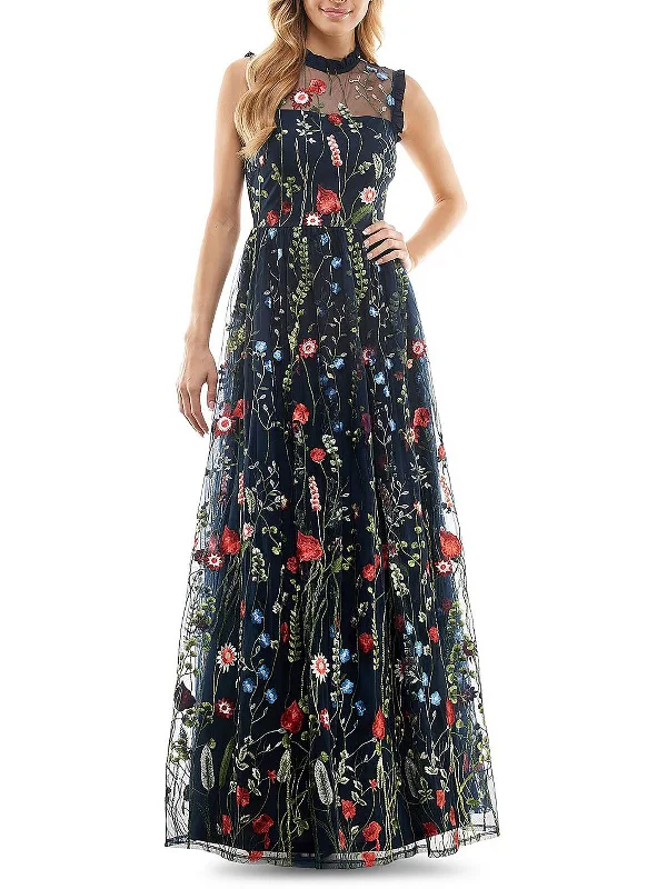 Women's Empire Waist DressesJuniors Womens Embroidered Ruffled Evening Dress