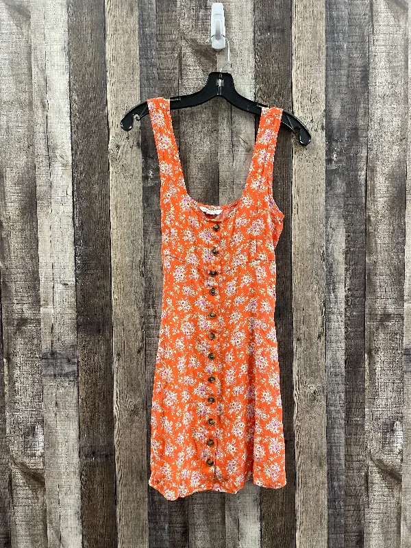 Women's Keyhole Collar DressesOrange Dress Casual Short American Eagle, Size Xs