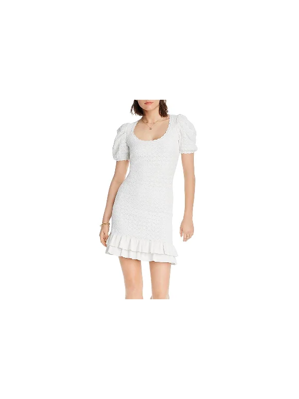 Women's Boat Collar DressesRebecca Womens Knit Ruffled Hem Casual Dress