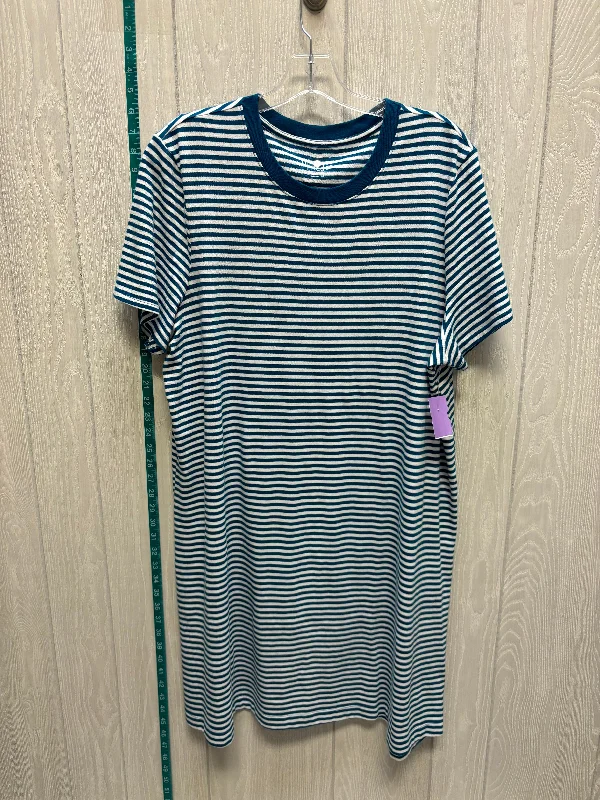 Women's Keyhole Collar DressesStriped Pattern Dress Casual Short Time And Tru, Size 1x