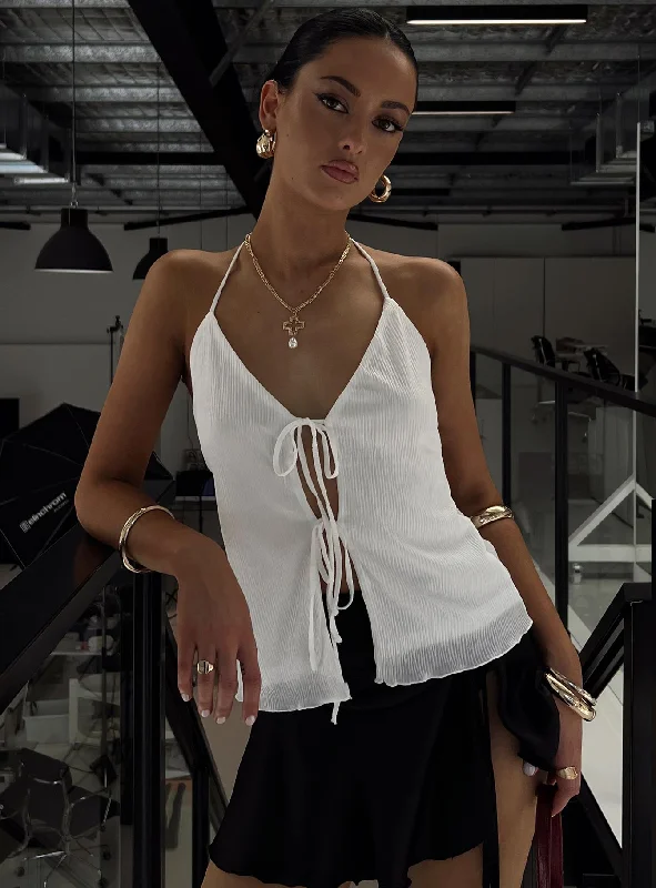 Women's Blouse with Narrow CollarClaresa Halter Top White