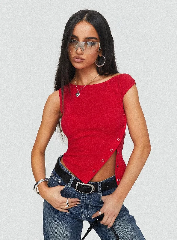 Women's Blouse for HolidayKarre Off The Shoulder Top Red