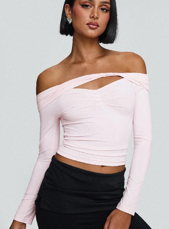 Women's Blouse with Peter Pan CollarKressida Off The Shoulder Top Pink