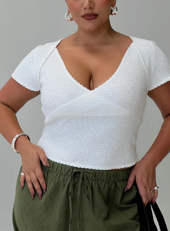 Women's Blouse with Sweetheart CollarMaz Top White Curve