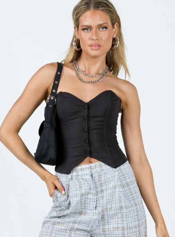 Women's Blouse with HoodNeville Corset Top Black